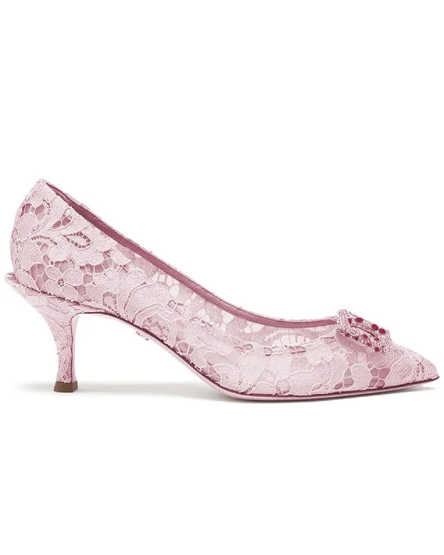 Dolce & Gabbana Lace Jewel Embellished Pump Women Pink