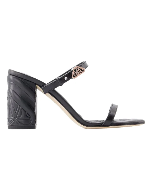 Alexander Mcqueen Quilted Leather Block Heel Sandals Women Black