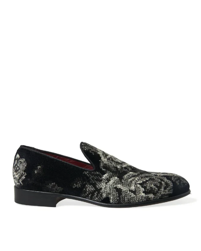 Dolce & Gabbana  Men's Floral Print Velvet Loafers