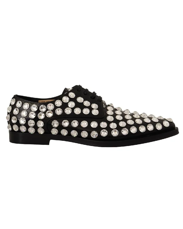 Dolce & Gabbana  Crystal Embellished Leather Derby Shoes
