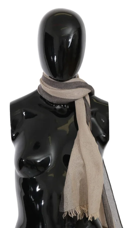 Costume National  Scarf Beige Gray Stripes