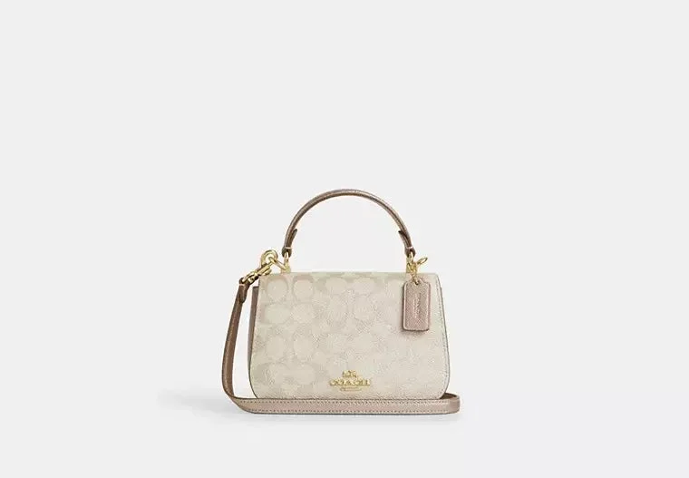 Coach Lysa Top Handle Bag In Signature Canvas Champagne 