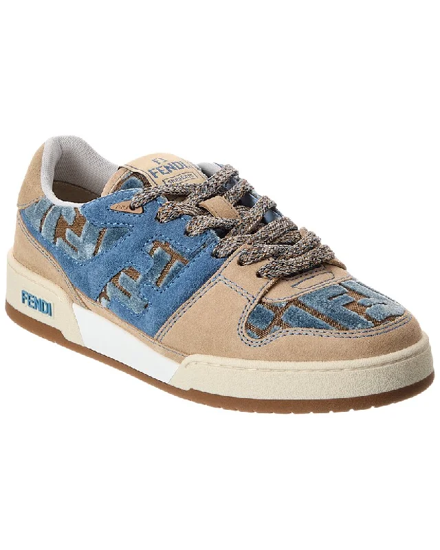 Fendi Match Ff Jacquard Velvet & Suede Sneaker