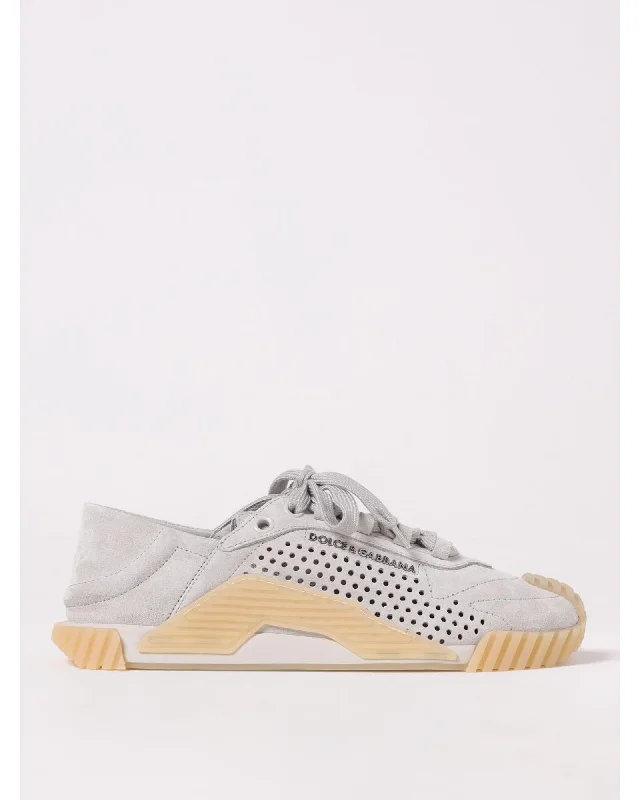 Dolce & Gabbana Perforated Suede Sneakers Casual Style Men Aluminium