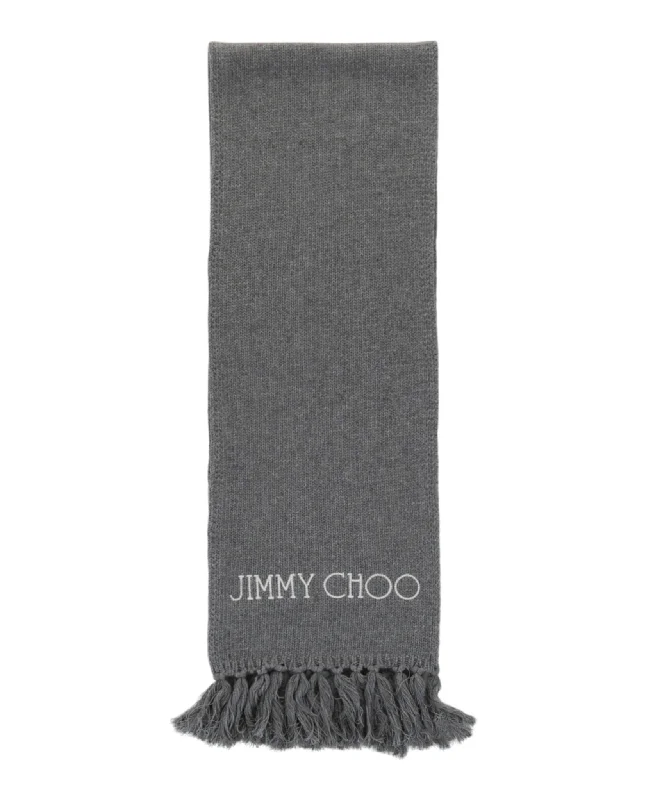 Jimmy Choo Womens Wool Logo Scarf