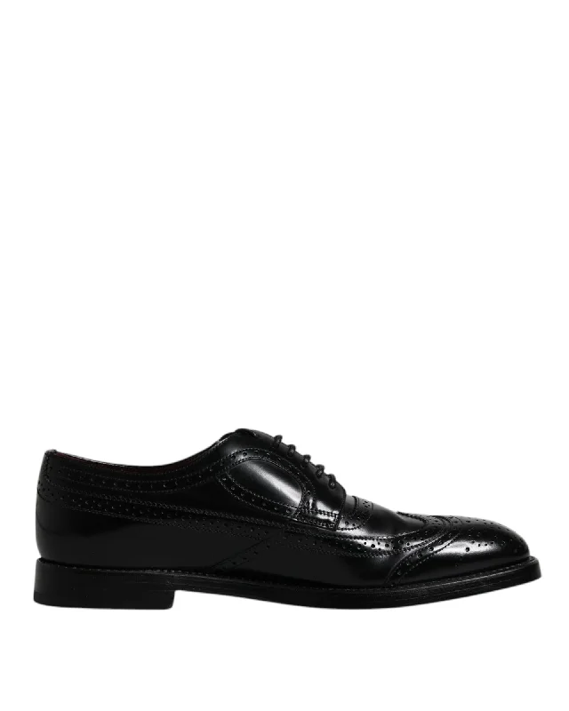 Dolce & Gabbana Leather Derby Wingtip Formal Shoes with Lace-up Closure