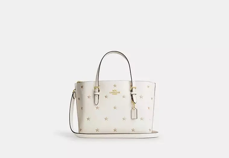 Coach Mollie Tote Bag 25 With Star Print Chalk 