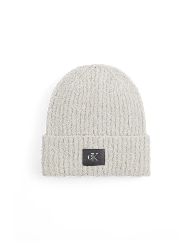 Calvin Klein Jeans Acrylic Wool Blend Knit Cap Women Grey Hats
