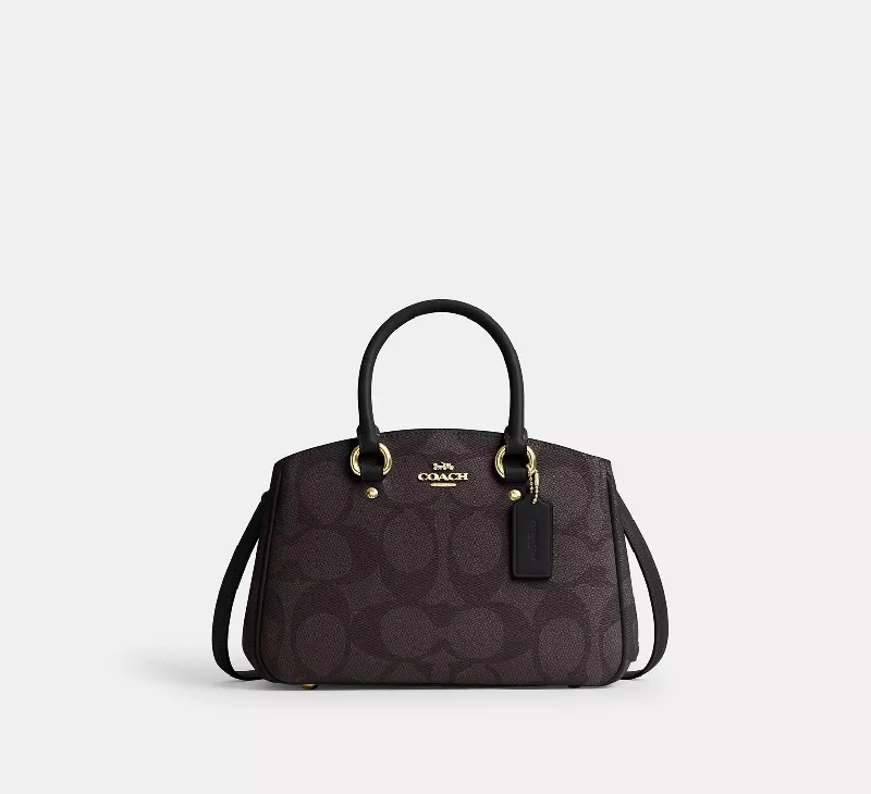Coach Savannah Small Carryall Bag In Signature Canvas Walnut Black 