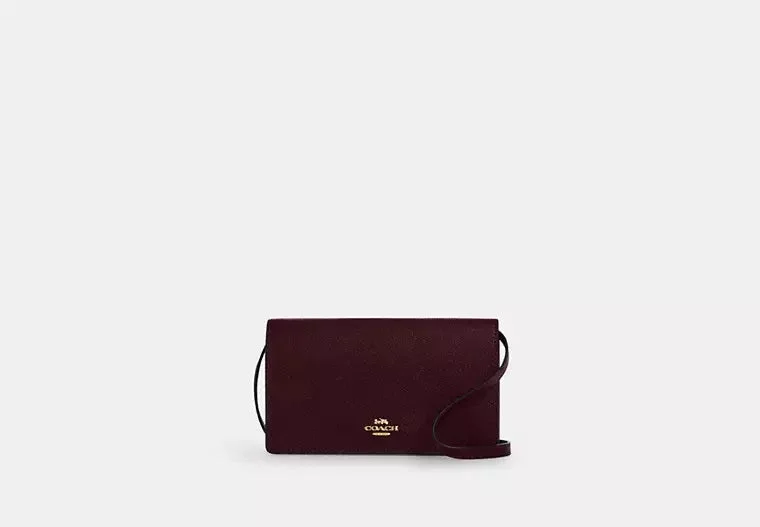 Coach Anna Foldover Clutch Crossbody Bag Merlot 
