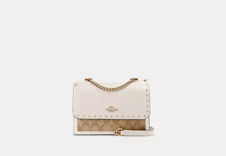 Coach Klare Crossbody Bag In Signature Canvas With Rivets Light Khaki Multi 
