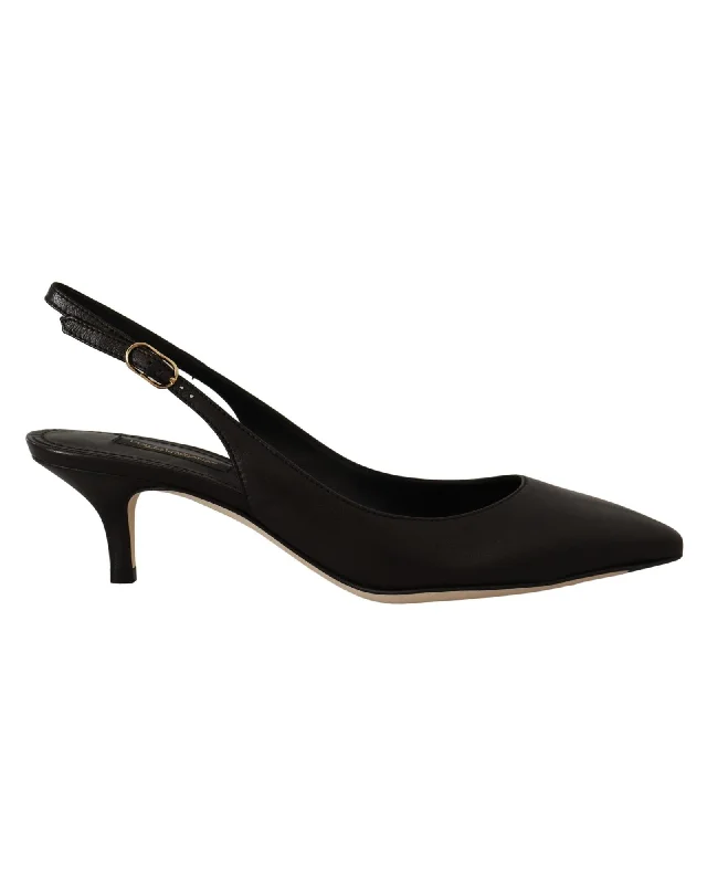 Dolce & Gabbana  Black Leather Slingback Pumps