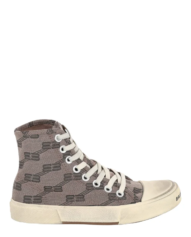 Balenciaga Womens Paris BB Monogram High-Top Sneakers