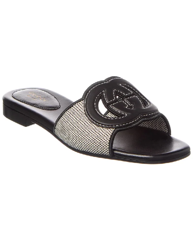 Gucci Interlocking G Canvas & Leather Sandal