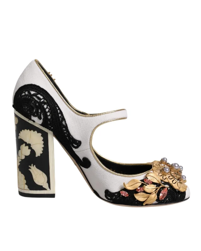 Dolce & Gabbana Embellished Wool and Leather High Heel Pumps