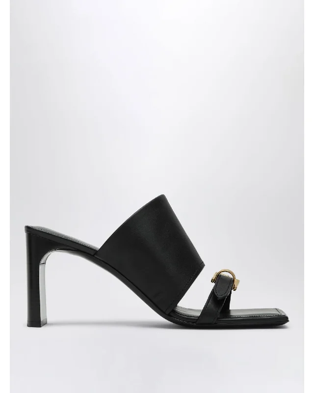 Balenciaga Leather Buckle High Heel Mules Women Black
