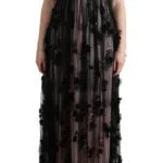 Dolce & Gabbana  Floral Embroidered Black Tulle Dress