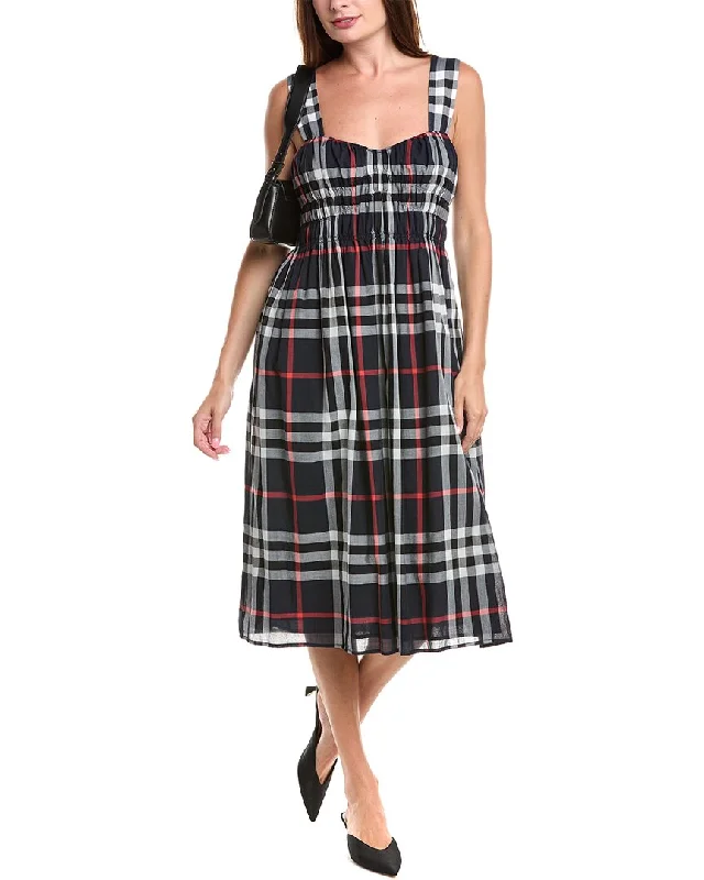 Burberry Smocked Midi Dress