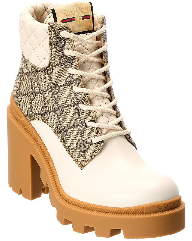 Gucci Gg Supreme Canvas & Leather Bootie