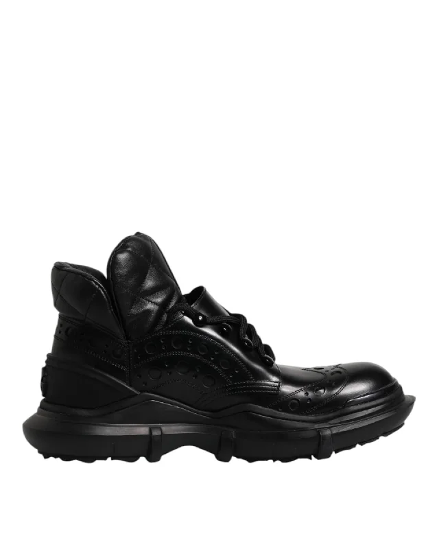 Dolce & Gabbana Leather LaceUp Boots Men Black