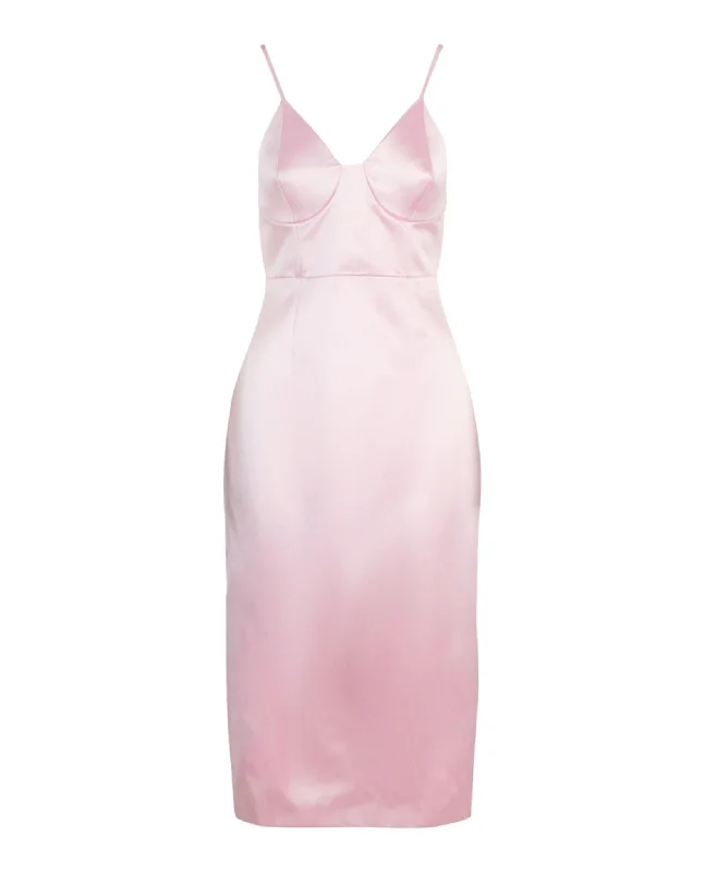 Gucci Womens Silk Duchesse Midi Sleeveless Dress