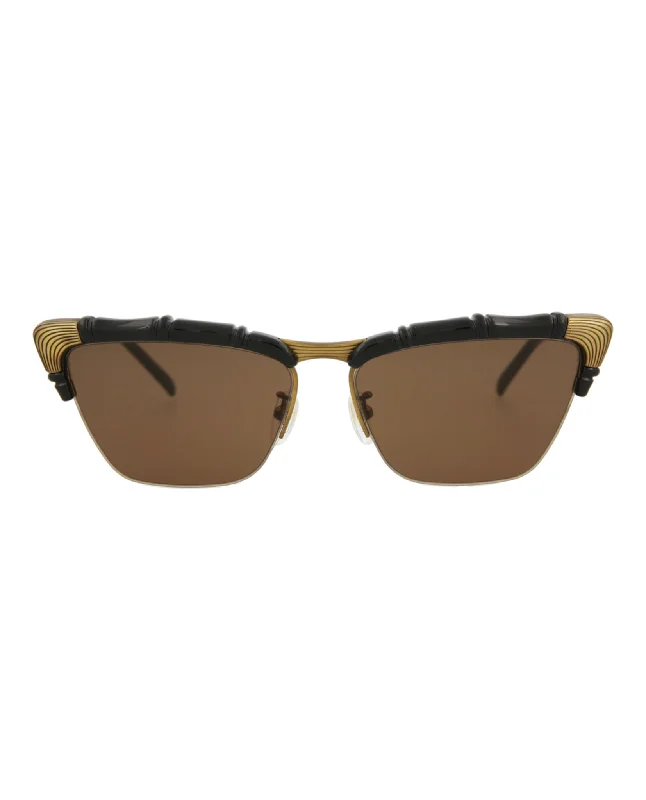 Gucci Womens Cat Eye Black Black Brown Fashion Designer Eyewear