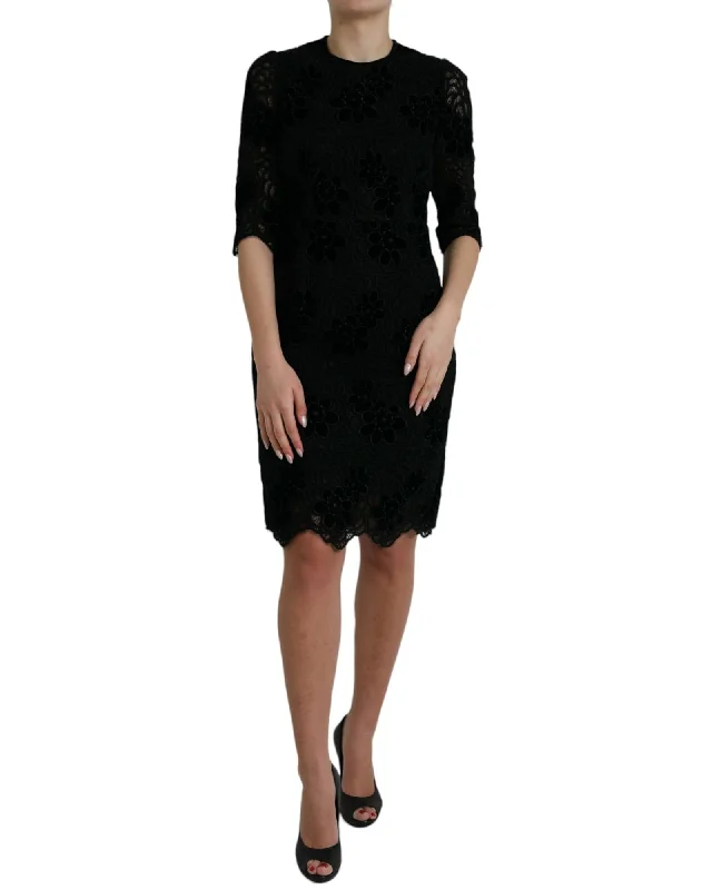Dolce & Gabbana Floral Lace Cotton Bodycon Dress