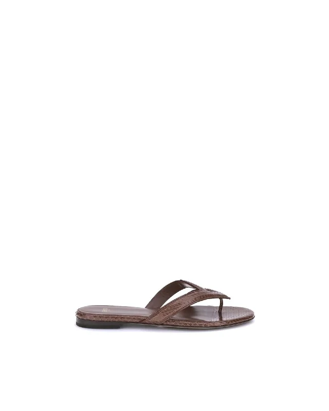 Fendi Leather Thong Sandals Women Brown