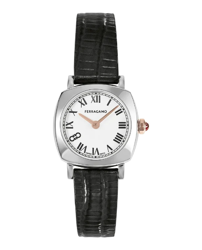Ferragamo Womens Ferragamo Soft Square Stainless Steel 23mm Strap Fashion Watch