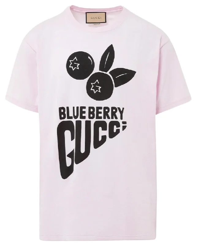 Gucci Blueberry Gucci Printed Pink T-Shirt