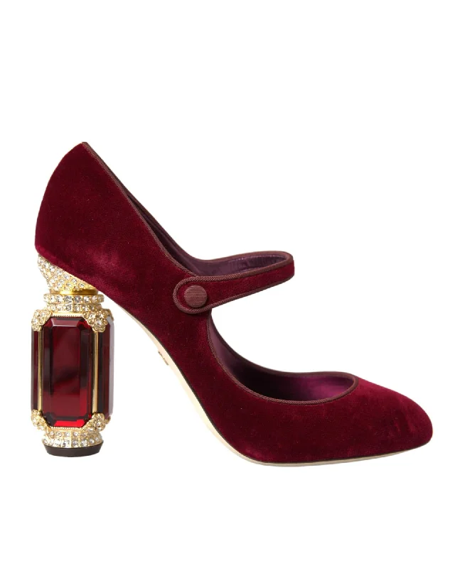 Dolce & Gabbana  Jewel Pumps Burgundy Velvet