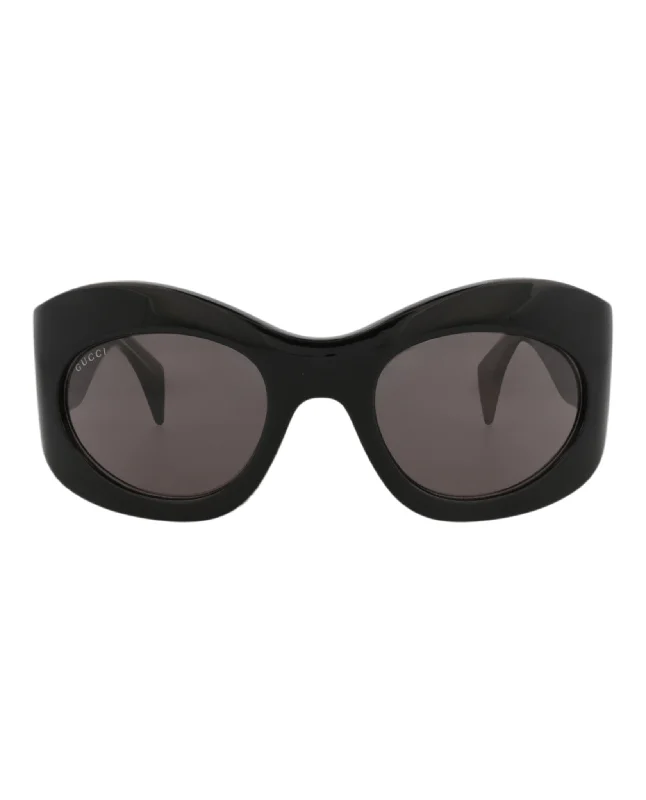 Gucci Unisex Shield/Wrap Black Black Grey Fashion Designer Eyewear