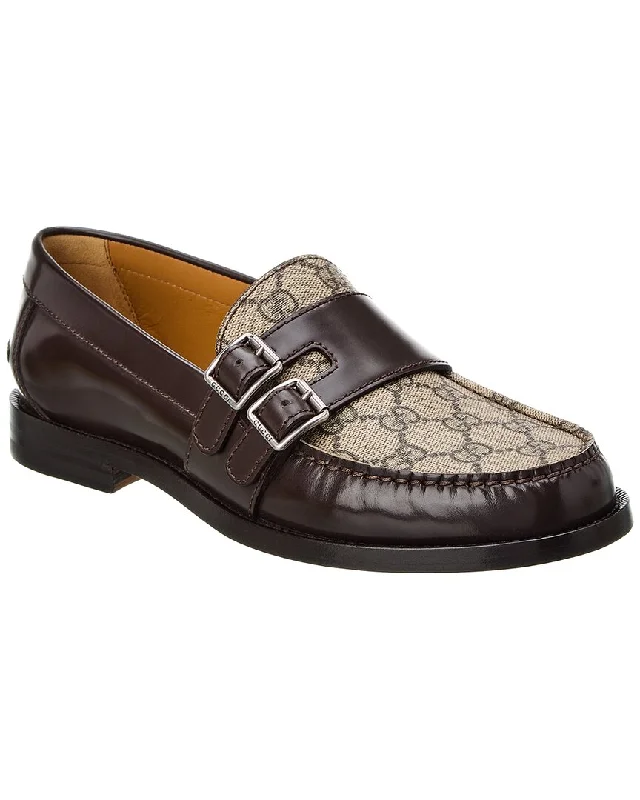 Gucci Gg Buckle Gg Supreme Canvas & Leather Loafer