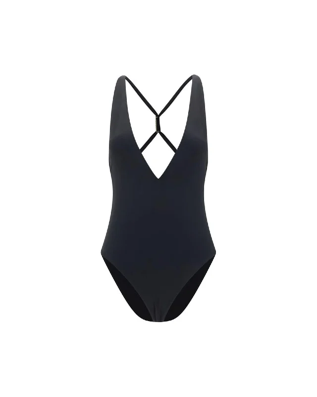 Versace CrossBack OnePiece Swimsuit Women Black Swimwear