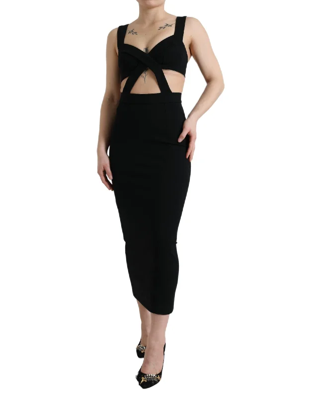 Dolce & Gabbana Cut Out Sleeveless Midi Dress