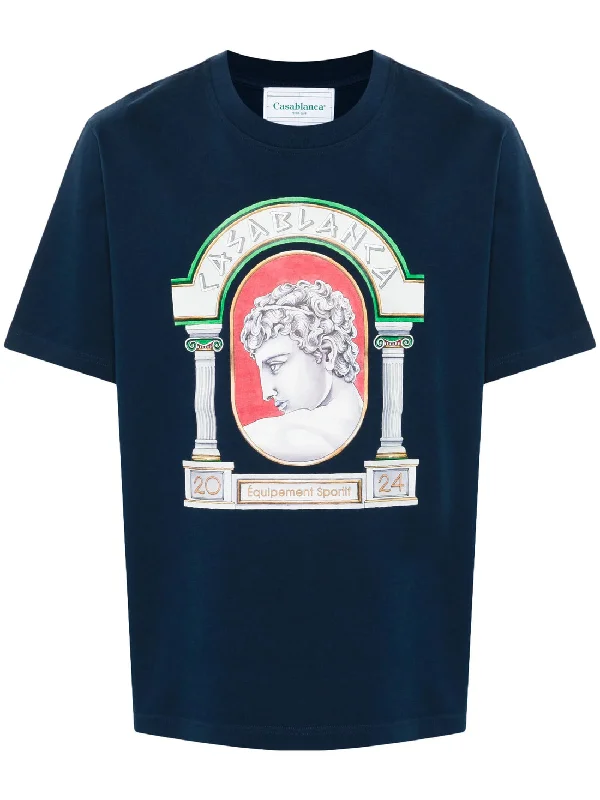 Casablanca La Medaille Printed Navy T-Shirt