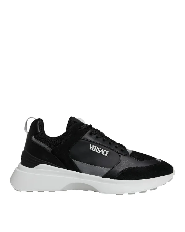 Versace Chain Reaction Sneakers LowTop Style Men Black And White