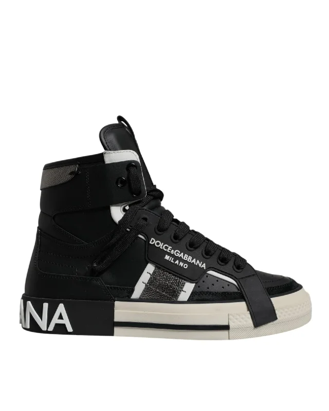 Dolce & Gabbana Portofino HighTop Sneakers CS1786AZ603 Men Black | Silver