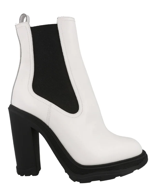 Alexander McQueen Womens Leather Heeled Chelsea Boots