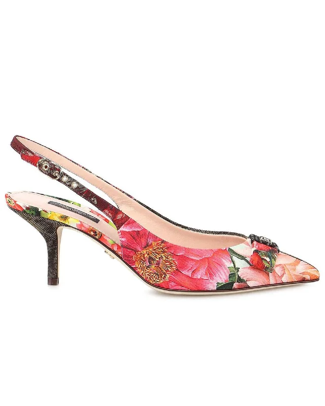 Dolce & Gabbana Floral Slingback Pumps Bow Detail Women Multicolor Sandals