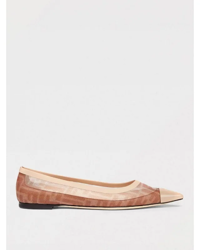 Fendi FF Pattern Ballerina Flats Women Nude Ballet Flats