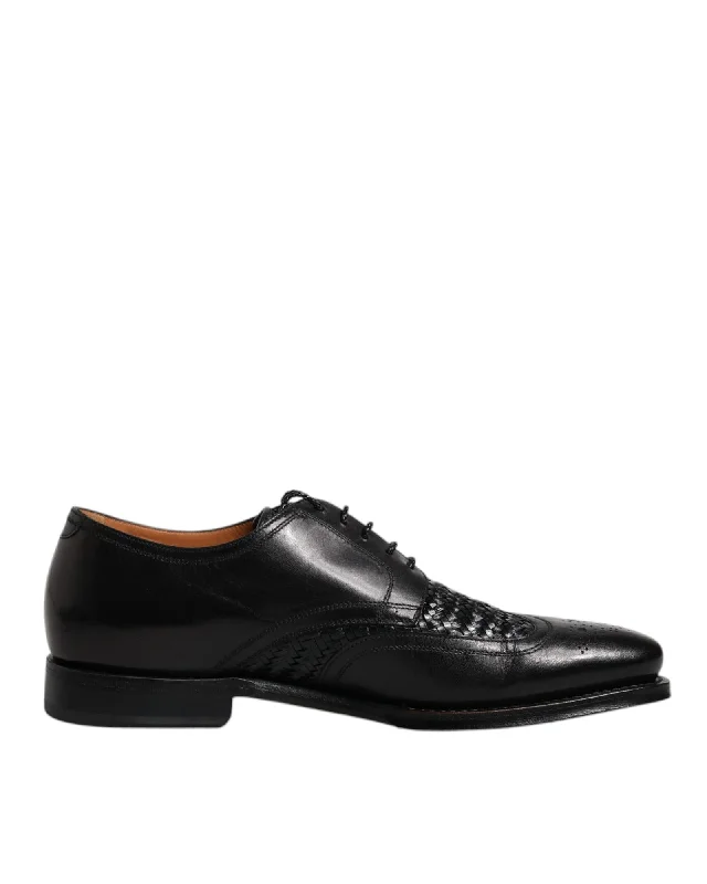 Dolce & Gabbana Weave Detail Oxford Shoes Model MV6650 Men Black