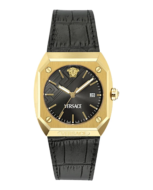Versace Mens  Gold 44mm Strap Fashion Watch