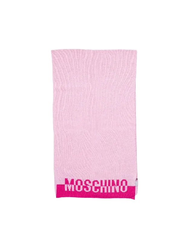 Moschino Logo Knitted Scarf  Pink