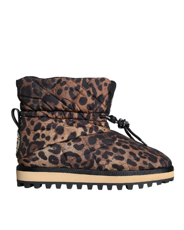 Dolce & Gabbana  Leopard Print Quilted Ankle Boots