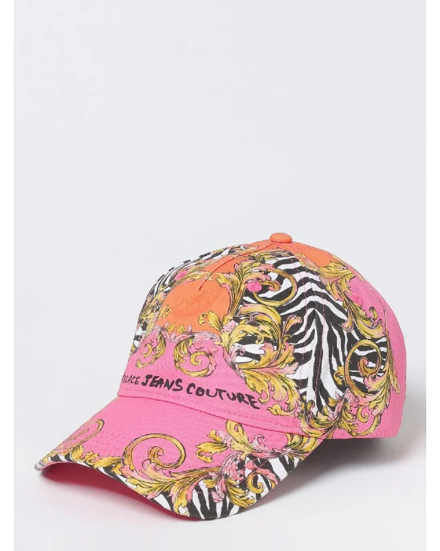 Versace Jeans Couture Baroque Zebra Print Baseball Cap Women Orange Hats