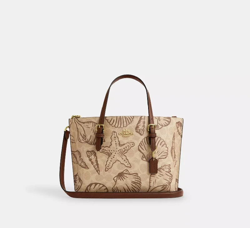 Coach Mollie Tote Bag 25 In Signature Canvas With Shell Print Sand Multi 