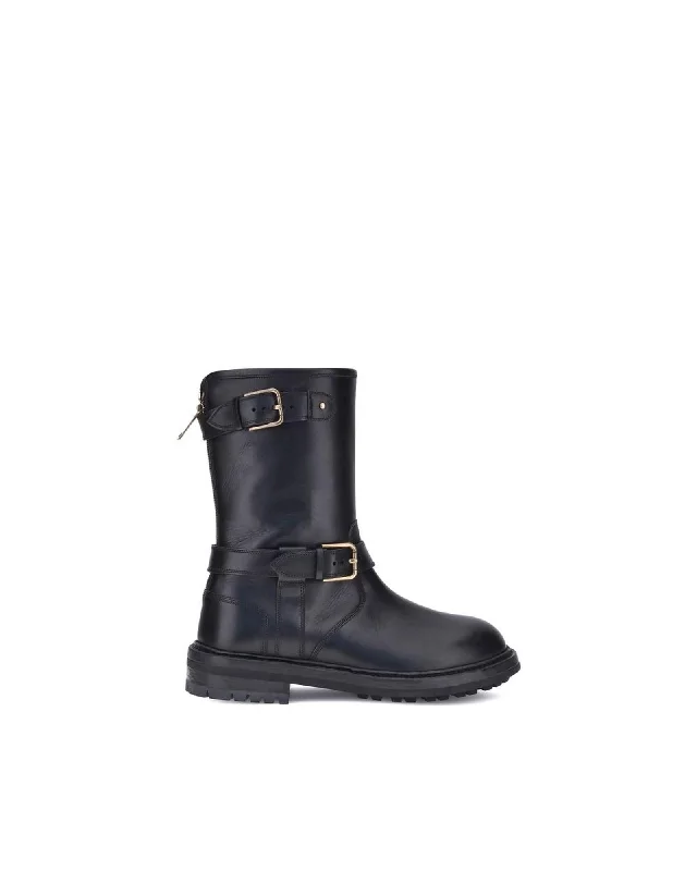 Dolce & Gabbana Leather Buckle Boots Men Black