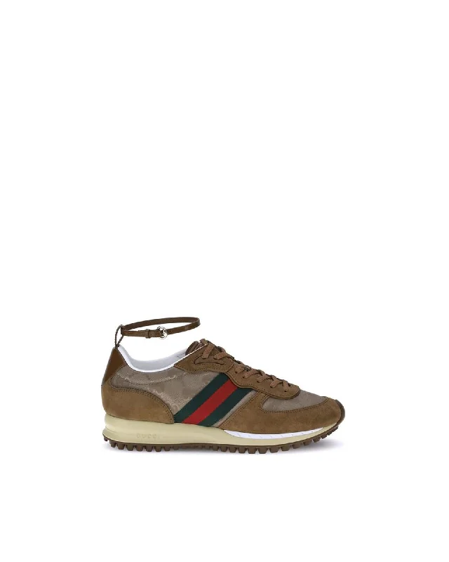 Gucci Ankle Strap LowTop Sneakers Women Brown