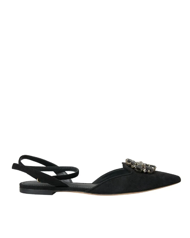 Dolce & Gabbana  Suede Ballerinas with Crystal Embellishment
